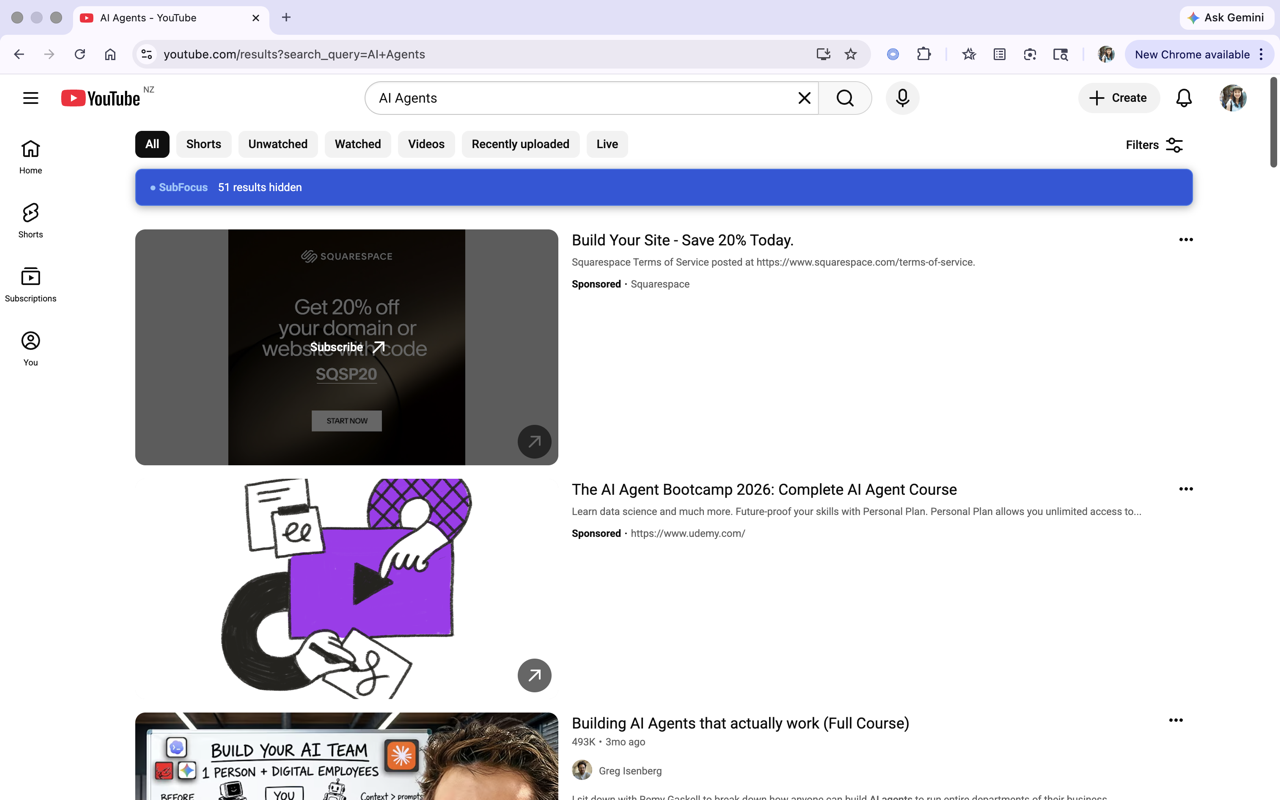 YouTube search results filtered to approved channels only